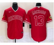 Men's San Diego Padres #13 Manny Machado Red Cool Base Stitched Baseball Jersey