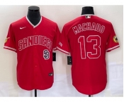 Men's San Diego Padres #13 Manny Machado Red NEW 2023 Cool Base Stitched Jersey