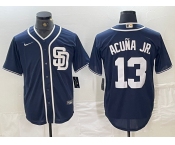 Men's San Diego Padres #13 Ronald Acuna Jr Navy Blue Cool Base Stitched Baseball Jersey