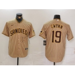 Men's San Diego Padres #19 Tony Gwynn Khaki Team Logo Stitched Cool Base Nike Jerseys