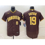 Men's San Diego Padres #19 Tony Gwynn Number Brown Stitched MLB Flex Base Nike Jersey