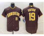 Men's San Diego Padres #19 Tony Gwynn Number Brown Stitched MLB Flex Base Nike Jersey