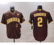 Men's San Diego Padres #2 Xander Bogaerts Brown With PS Patch Cool Base Stitched Jerseys