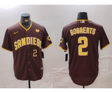 Men's San Diego Padres #2 Xander Bogaerts Brown With PS Patch Cool Base Stitched Jerseys