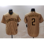 Men's San Diego Padres #2 Xander Bogaerts Khaki Cool Base Stitched Jersey