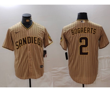 Men's San Diego Padres #2 Xander Bogaerts Khaki Cool Base Stitched Jersey