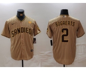 Men's San Diego Padres #2 Xander Bogaerts Khaki With PS Patch Cool Base Stitched Jersey