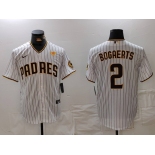 Men's San Diego Padres #2 Xander Bogaerts White With PS Patch Cool Base Stitched Jersey