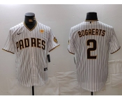 Men's San Diego Padres #2 Xander Bogaerts White With PS Patch Cool Base Stitched Jersey