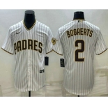 Men's San Diego Padres #2 Xander Bogaerts White With Patch Cool Base Stitched Baseball Jersey