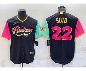 Men's San Diego Padres #22 Juan Soto Black 2022 City Connect Cool Base Stitched Jersey