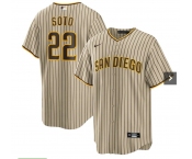 Men's San Diego Padres #22 Juan Soto Brown Team Logo Stitched MLB Cool Base Nike Jersey