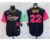 Men's San Diego Padres #22 Juan Soto Number Black 2022 City Connect Cool Base Stitched Jersey