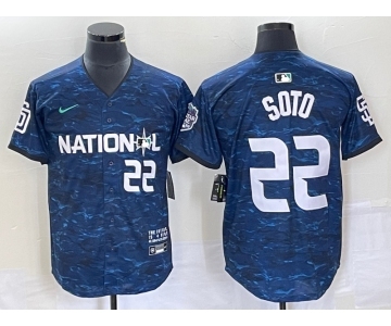 Men's San Diego Padres #22 Juan Soto Royal 2023 All Star Cool Base Stitched Baseball Jersey