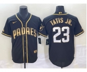 Men's San Diego Padres #23 Fernando Tatis Jr Black 2021 Golden Edition Stitched Cool Base Nike Jersey