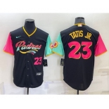 Men's San Diego Padres #23 Fernando Tatis Jr Black Number 2022 City Connect Cool Base Stitched Jersey