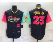 Men's San Diego Padres #23 Fernando Tatis Jr Black Number 2022 City Connect Cool Base Stitched Jersey