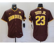 Men's San Diego Padres #23 Fernando Tatis Jr. Brown With PS Patch Flex Base Stitched Baseball Jersey