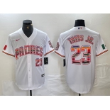 Men's San Diego Padres #23 Fernando Tatis Jr Mexico White Cool Base Stitched Baseball Jersey