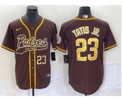 Men's San Diego Padres #23 Fernando Tatis Jr Number Brown NEW 2023 Cool Base Stitched Jersey