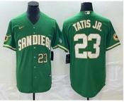 Men's San Diego Padres #23 Fernando Tatis Jr Number Green Cool Base Stitched Baseball Jersey