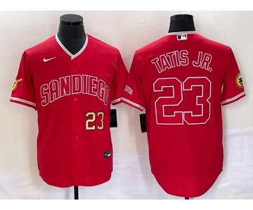 Men's San Diego Padres #23 Fernando Tatis Jr Number Red NEW 2023 Cool Base Stitched Jersey