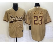 Men's San Diego Padres #23 Fernando Tatis Jr Number Tan NEW 2023 Cool Base Stitched Jersey