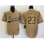 Men's San Diego Padres #23 Fernando Tatis Jr Tan NEW 2023 Cool Base Stitched Jersey 1