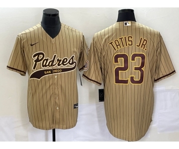 Men's San Diego Padres #23 Fernando Tatis Jr Tan NEW 2023 Cool Base Stitched Jersey 1