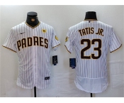 Men's San Diego Padres #23 Fernando Tatis Jr. White With PS Patch Flex Base Stitched Baseball Jersey