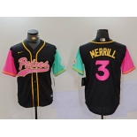 Men's San Diego Padres #3 Jackson Merrill Black NEW 2023 City Connect Cool Base Stitched Jersey