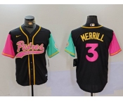 Men's San Diego Padres #3 Jackson Merrill Black NEW 2023 City Connect Cool Base Stitched Jersey