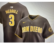 Men's San Diego Padres #3 Jackson Merrill Brown Stitched MLB Cool Base Nike Jersey