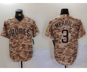 Men's San Diego Padres #3 Jackson Merrill Camo Cool Base Stitched Jersey