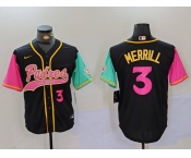 Men's San Diego Padres #3 Jackson Merrill Number Black NEW 2023 City Connect Cool Base Stitched Jersey