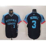 Men's San Diego Padres #3 Jackson Merrill Number Navy 2024 All Star Limited Stitched Jersey