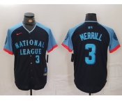 Men's San Diego Padres #3 Jackson Merrill Number Navy 2024 All Star Limited Stitched Jersey