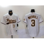 Men's San Diego Padres #3 Jackson Merrill White 2023 Cool Base Stitched Jerseys