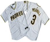 Men's San Diego Padres #3 Jackson Merrill White Pinstripe Limited Stitched Jersey
