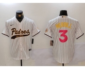 Men's San Diego Padres #3 Jackson Merrill white Cool Base Stitched Baseball Jersey