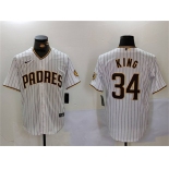 Men's San Diego Padres #34 Michael King White Cool Base Stitched Baseball Jersey