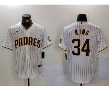 Men's San Diego Padres #34 Michael King White Cool Base Stitched Baseball Jersey