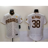 Men's San Diego Padres #38 Jorge Alfaro White With PS Patch Stitched Flex Base Jersey