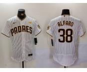 Men's San Diego Padres #38 Jorge Alfaro White With PS Patch Stitched Flex Base Jersey