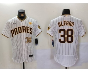 Men's San Diego Padres #38 Jorge Alfaro White With PS Patch Stitched Flex Base Jerseys