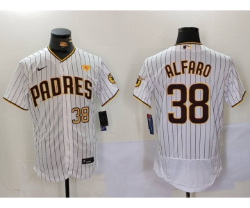 Men's San Diego Padres #38 Jorge Alfaro White With PS Patch Stitched Flex Base Jerseys