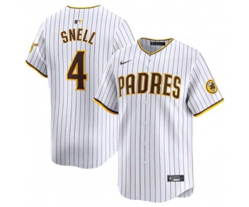 Men's San Diego Padres #4 Blake Snell White 2024 Home Limited Baseball Stitched Jersey