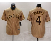 Men's San Diego Padres #4 Luis Arraez Tan Cool Base Stitched Baseball Jersey