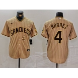 Men's San Diego Padres #4 Luis Arraez Tan Cool Base Stitched Baseball Jerseys