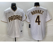 Men's San Diego Padres #4 Luis Arraez White Cool Base Stitched Baseball Jersey